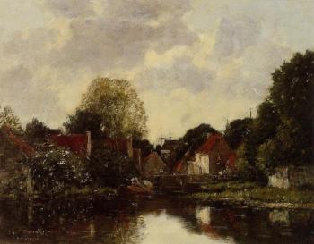 Eugene Boudin : Canal near Dordrecht